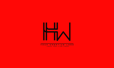 HW WH abstract vector logo monogram template