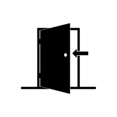 Wall Mural - Open door icon. Exit or entrance black icon. Open door simple glyph symbol