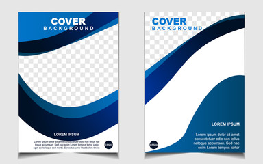 Modern blue and white a4 brochure cover design background template for business and corporate. Layout space for photo. Vector graphic can use company profil, flyer, presentation, advertising, banner