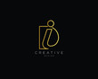 Letter DI Logo Design, Creative Minimal DI Monogram In Gold Color