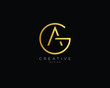 Letter GA AG Logo Design, Creative Minimal GA AG Monogram In Gold Color