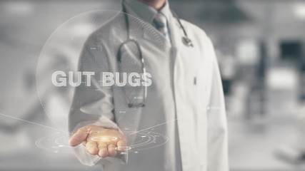 Wall Mural - Gut Bugs Doctor holding in hand