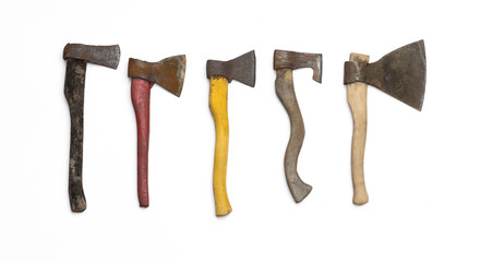 Wall Mural - set of old axes isolated on white background