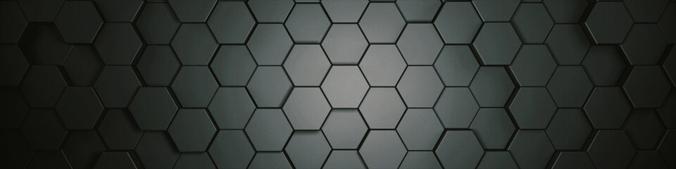 Wall Mural - hexagons grey, background texture, 3d illustration, 3d rendering