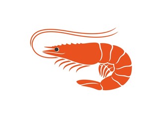 Sticker - Shrimp logo. Isolated shrimp on white background. Prawns