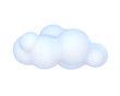 Plastic cartoon blue cloud, abstract icon, render.