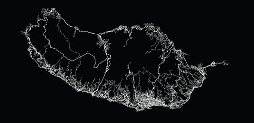 Poster - Urban vector city map of Madeira Island, Portugal