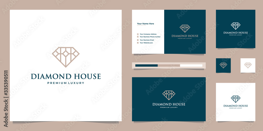 diamonds and house. abstract design concepts for real estate agents, hotels, residences. symbol for building. logo design and business card templates.