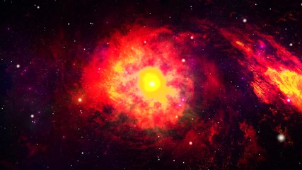 Wall Mural - abstract nebula space travel looped background. fly from universe burn to the earth near planets, ne