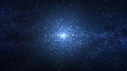Wall Mural - Glowing Deep Space Traveling Nebula with Stars. Infinite Universe and Starry Night. Science Rotation Galaxy, star, night, sky, space, star dust, nebula, planets