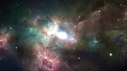 Wall Mural - Abstract Nebula Space Travel Looped Background. Fly from universe burn to the earth near planets, Nebula Aquarius , stars and galaxy