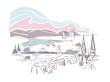 Bonn Germany Europe vector sketch city illustration line art