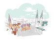Bremen Germany Europe vector sketch city illustration line art