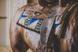 Close up on western horse saddle 