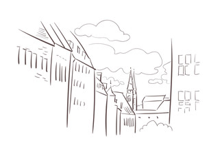 Wall Mural - Nurnberg Germany Europe vector sketch city illustration line art