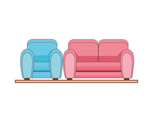 Sticker - sofas livingroom forniture isolated icons