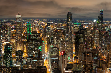 Fototapete - Chicago skyline at night
