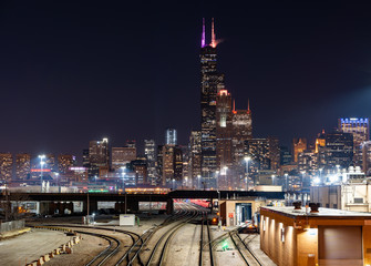 Fototapete - Chicago at night