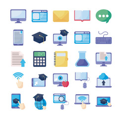 Wall Mural - set of icons online education, education technology