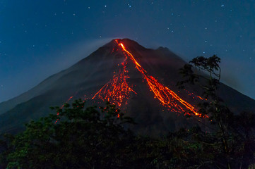 Poster - Eruption of Arenal Volcano at Night 