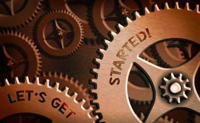 Wall Mural - word writing text let get started. business photo showcasing encouraging someone to begin doing some