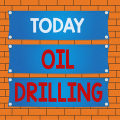 Poster - Text sign showing Oil Drilling. Business photo text involves the drilling and pumping of oil from underground wells Wooden panel attached nail colorful background rectangle lumber plank wood