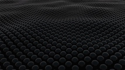 Aufkleber - Wavy surface of many black spheres. 3d rendering modern background, computer generated