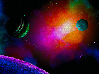 Wall Mural - abstract space background with planet and moons