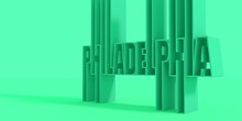 Philadelphia City Name In Geometry Style Design. Creative Vintage Typography Poster Concept. 3D Rendering.