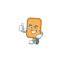 Sticker - Mascot design style of biscuit showing Thumbs up finger