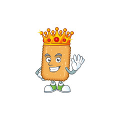 Wall Mural - The Charismatic King of biscuit cartoon character design wearing gold crown