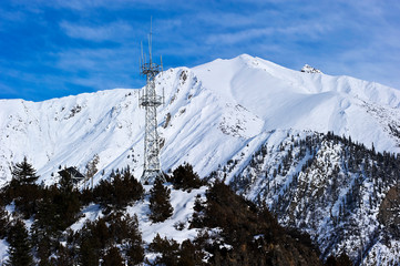 snow covered mountains