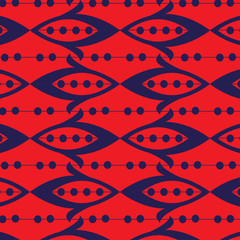 seamless abstract vector pattern design in blue and red design.