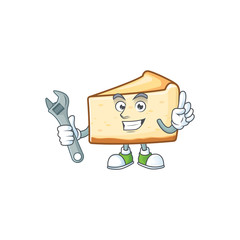 Canvas Print - A mechanic cheese cake mascot character fix a broken machine