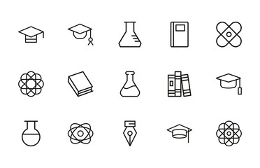 Poster - Set of learning related vector line icons
