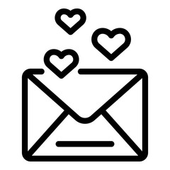 Poster - Love envelope icon. Outline love envelope vector icon for web design isolated on white background