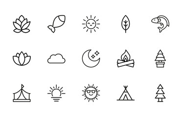 Wall Mural - Premium set of nature line icons.