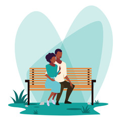 Sticker - couple of people in love sitting in the park chair