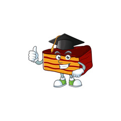 Sticker - Mascot design concept of dobos torte proudly wearing a black Graduation hat