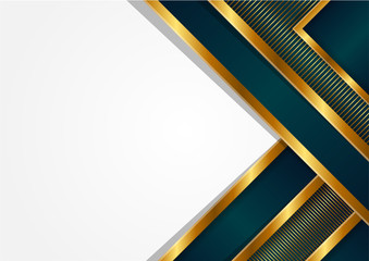 Poster - Abstract triangle polygonal pattern luxury background. Strip pattern luxury dark blue with gold gradient. Vector illustration design. Cool strip poster element design. modern geometric style.