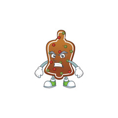 Canvas Print - Mascot design style of gingerbread bell with angry face