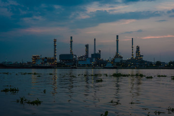 Oil refinery plant twilight petrochemical industry