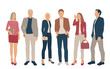 © Galina - Set of men and women, different colors, cartoon character, group of silhouettes standing business people, flat icon design concept isolated on white background