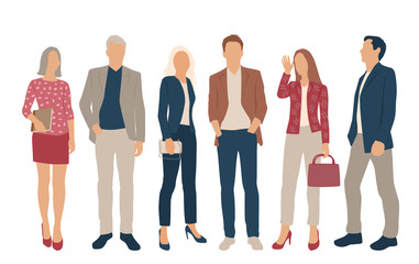 set of men and women, different colors, cartoon character, group of silhouettes standing business pe
