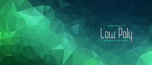 Green Polygonal Abstract Banner With Triangle Shapes