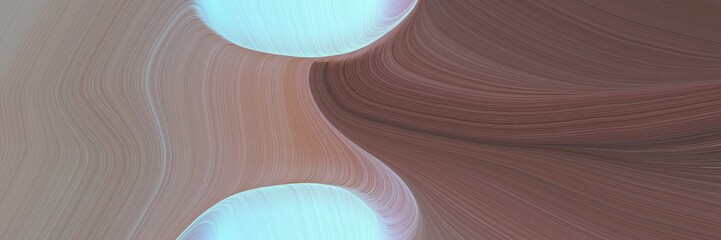 Poster - abstract dynamic curved lines surreal designed horizontal header with pastel brown, old mauve and powder blue colors. elegant curved lines with fluid flowing waves and curves
