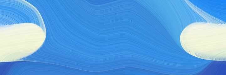 Poster - abstract dynamic curved lines dynamic designed horizontal header with royal blue, beige and sky blue colors. elegant curved lines with fluid flowing waves and curves