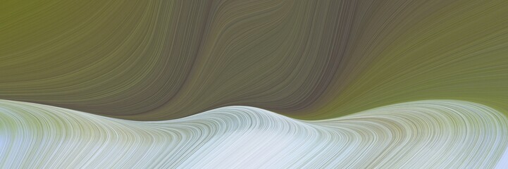 Poster - abstract dynamic curved lines dynamic header with pastel brown, dark olive green and light gray colors
