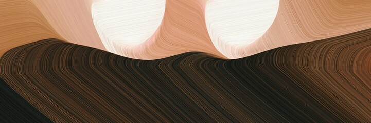 Poster - abstract dynamic curved lines flowing header design with very dark green, tan and brown colors