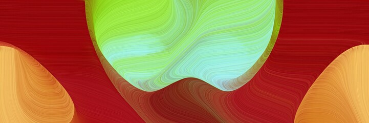 Poster - abstract dynamic curved lines moving designed horizontal header with light green, firebrick and peru colors. elegant curved lines with fluid flowing waves and curves